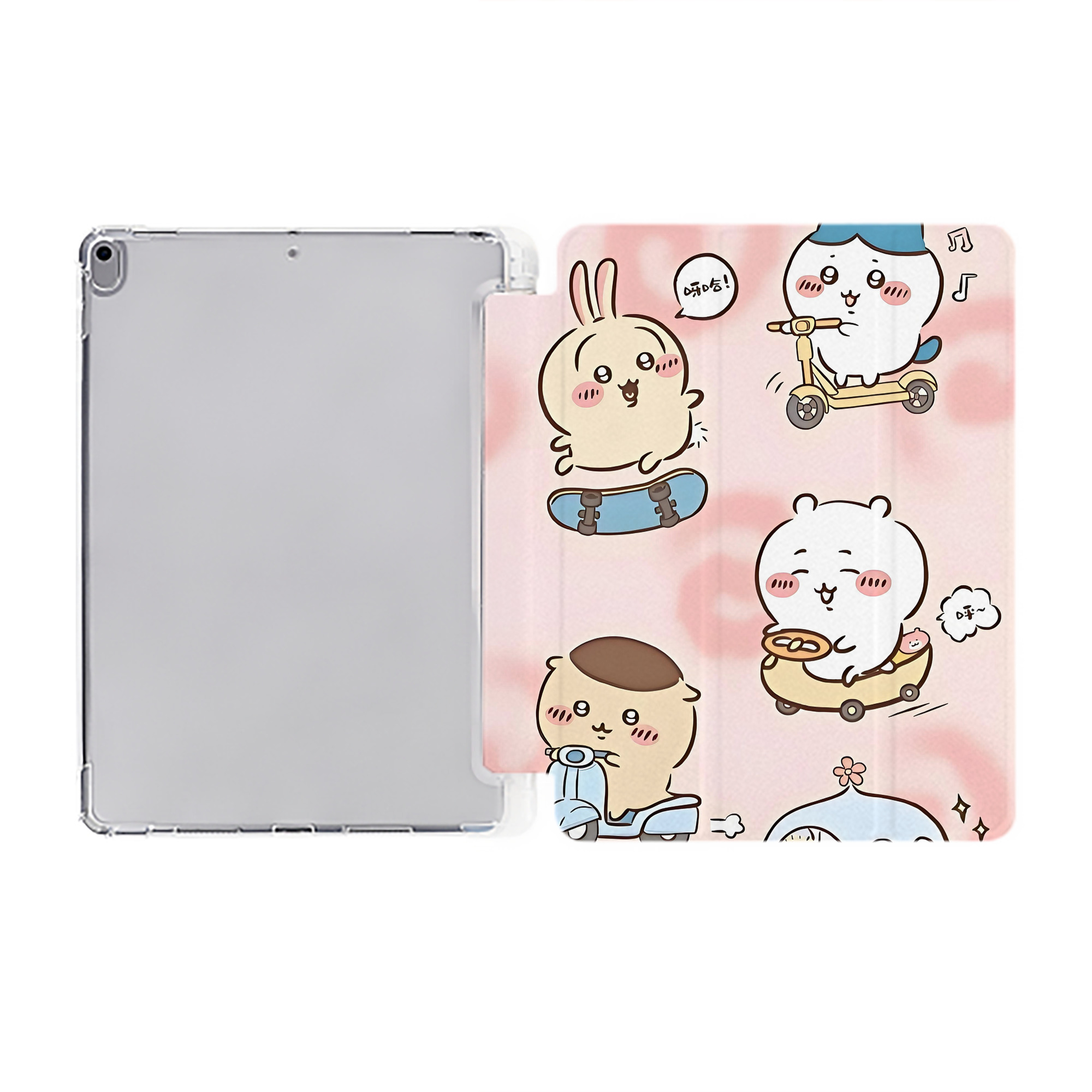 （画像用） ちいかわ Chii-kawa IPad ケース ペン収納付き 三つ折りスタンド PUレザー×シリコン 対応機種9.5/10.5/10.9インチ